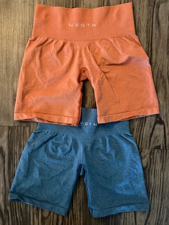 NVGTN Pants - NVGTN Girls' High-Waist Bike Shorts in Orange & Blue - 2-Pack